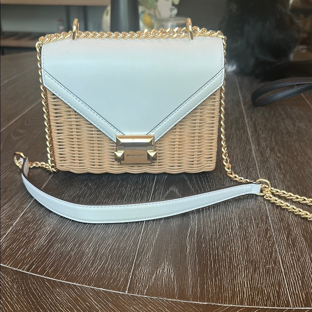 Michael Kors Mint and Tan Crossbody Bag